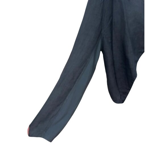 Tempo Paris 100% Linen Lightweight Waterfall Open Front Jacket Charcoal Gray Siz - Picture 5 of 8